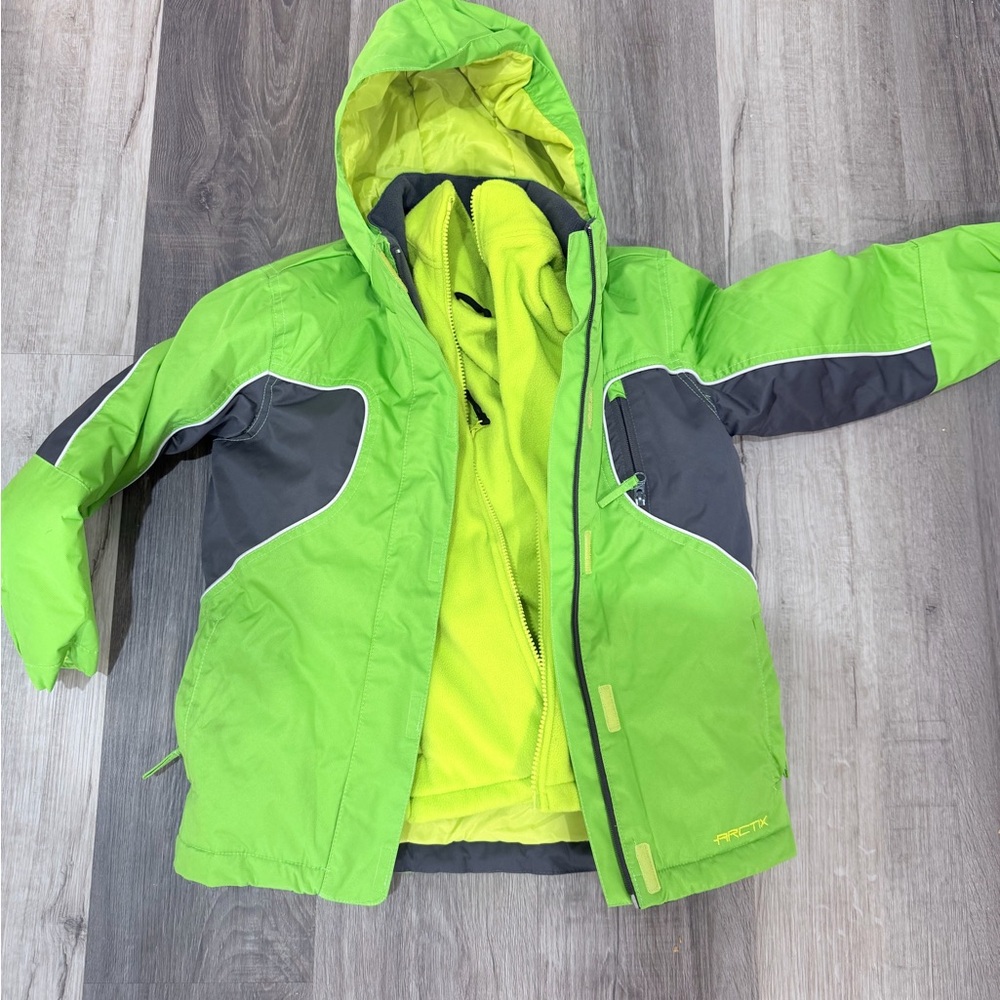 waterproof ski jackets. Arctix Lime Green and Charcoal Kids Raincoat